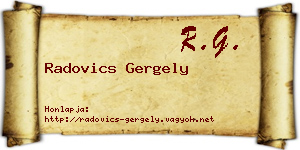Radovics Gergely névjegykártya
